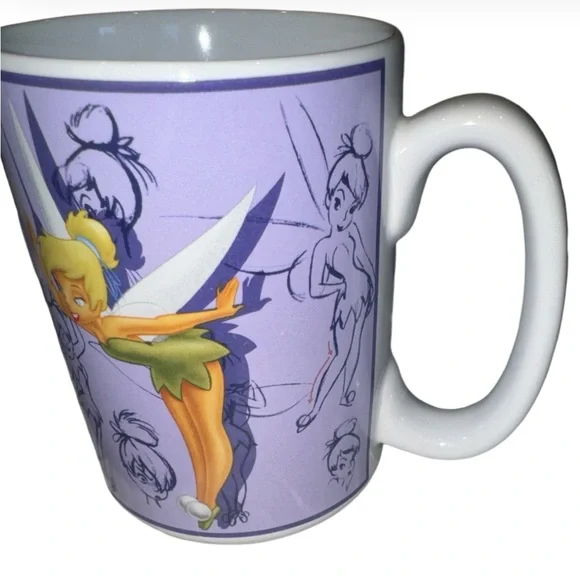 DISNEY STORE Tinker Bell Coffee Mug Sketch Artwork Ceramic Purple - Picture 4 of 5